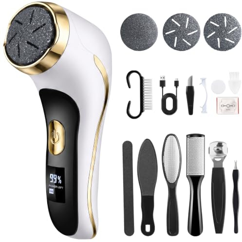Râpeuse Pieds Électrique Rechargeable avec Aspiration, IPX7, 2 Vitesses