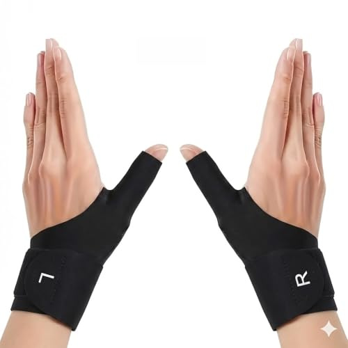 LANQEAOR Wrist Brace with Thumb Stabiliser, 1 Pair Adjustable Breathable Hand Support for Typing, Computer Work and Repetitive Daily Tasks, Anti Slip Ergonomic black