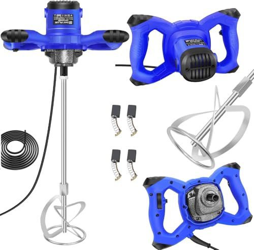 Miscelatore elettrico per cemento, 3000 W, miscelatore per malta e vernice, 6 velocità continue, ideale per mescolare mangimi, intonaco, vernice, cemento, malta e molto altro ancora