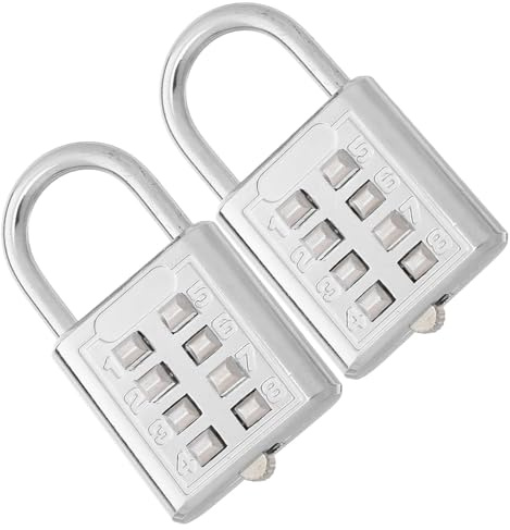 PACKOVE Lucchetto Elettronico senza Chiave 8 Tasti in Lega di Zinco per Zaini e Armadietti Palestra, 2 Pezzi, Combinazione Meccanica Facile per Ipovedenti, per Viaggi e Allenamenti