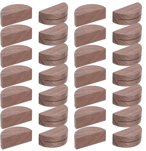 SHINEOFI Portatarjetas de Mesa de Madera Semicircular Rústica para Oficina y Cumpleaños, Soporte para Números y Tarjetas Que Minimiza Caídas, Pack de 30 Piezas Marrón