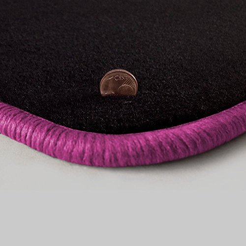 Autoteppich Stylers ATSQ300_011494 Passgenaue Velours-Fußmatten Schwarz mit Randfarbe Pink