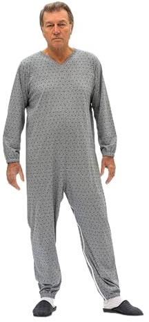 FERRUCCI COMFORT Pyjama für ältere Menschen mit 3 Reißverschlüssen am Rücken und an der Beininnenseite, für Alzheimer, Inkontinenz und Rehabilitation