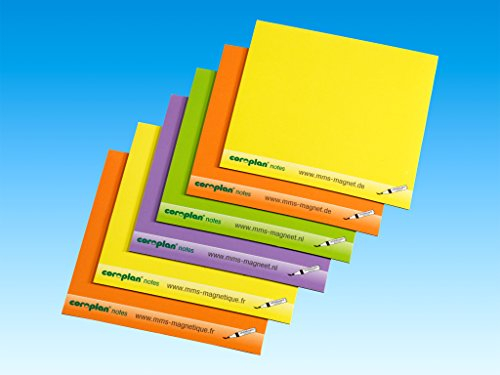 Magnetische Haftnotizen/magnetisch haftende Notizzettel/whiteboard-beschichtete Magnetfelder, notes, vier Farben im Set (gelb,grün,lila,orange, 60 Stück)