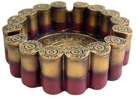 DWK 12 Gauge Shotgun Shell Round Ashtray, 4.5 Diameter, Brown, Country Rustic Style