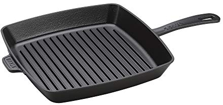 Staub Cast Iron 12-inch Square Grill Pan - Matte Black, Made in France
