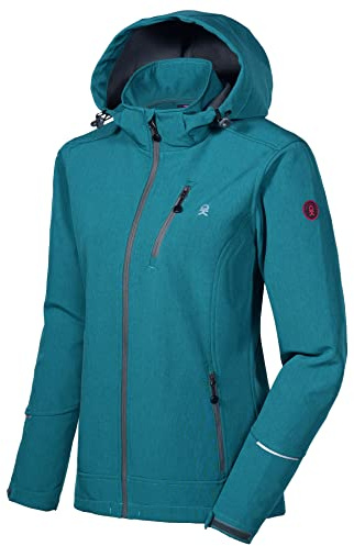 Little Donkey Andy Women's Softshell Jacket Ski Jacket with Removable Hood, Fleece Lined Deep Lake Heather Size S