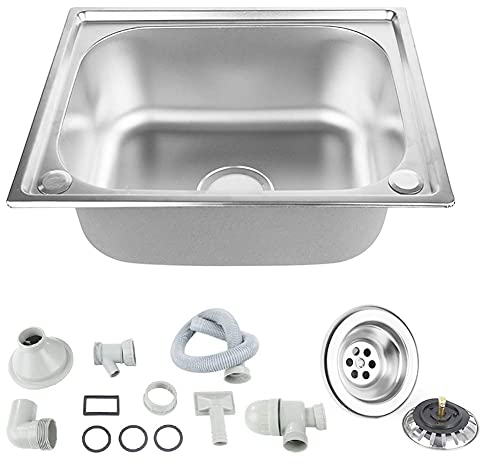 Lavello da Cucina, Lavello da Cucina in Acciaio Inossidabile, Lavandino Tondo Quadrato, Lavabo Cucina Incasso (50 x 40 CM)