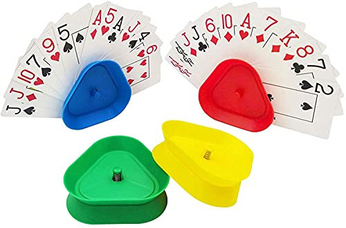Dulcicasa 4 Stück Spielkartenhalter, Kartenhalter für Behinderte, Kartenständer, Spielkartenständer, Karten, Spielen ohne Hände für Kinder Erwachsen, Dreieck Spielkarten Halter