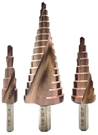 1pc M35 Set di punte per trapano in cobalto conico HSS-CO 4-12/4-20/4-32mm Kit di punte per trapano HSS con scanalatura a spirale gambo triangolare per acciaio inossidabile,4-20 mm