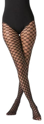 cofi1453 Damen Strumpfhose mit Muster N.1507 Nero Frauen Hose Socken schwarz L/XL