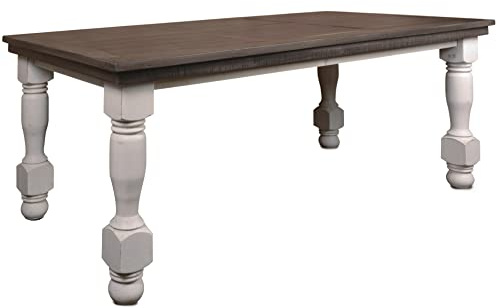 Sunset Trading Rustic French 78 Distressed Solid Wood Dining Table, Cottage White and Brown (HH-8750-078)