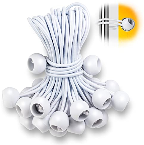 Bungee Cords With Balls 4 Inch, 50 PCS Heavy Duty Bungee Straps | Bungee Balls, Bungee Ties With Balls for Camping, Shelter,Gazebo,Projector Screen,Tent Poles
