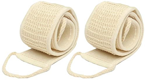 aucun 2 éponges exfoliantes en luffa naturel pour le dos la douche, éponge bain double face pour homme et femme (brosse pour le dos)