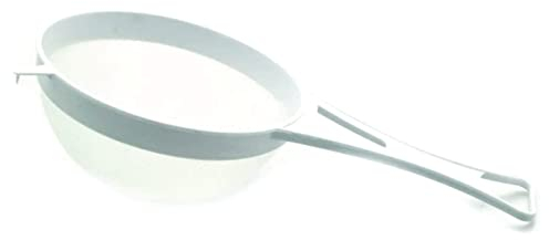 Sapphire's Choice Plastic Strainer, Multi-Purpose Fine Nylon Mesh Sieve, Mesh Strainer for Baking, Non-Corrosive Fine mesh Sieve, Tea Colander (White) (15cm)