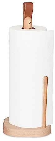 Relaxdays Portarotolo da Cucina, Porta Rotolone, Ferma Carta Assorbente, HLP: 35 x 13 x 13 cm, Legno, Marrone Naturale