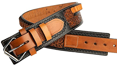 Hulara Vollnarben-Buff-Leder-Waffengürtel, 22-Patronengürtel, Western-Patronengürtel, Kostüm-Kugelgürtel für Herren | Western-Waffengürtel für Damen (34-36)