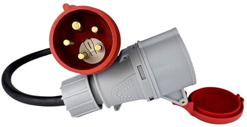 RoadEu - CEE Adapter 16A auf 16A mit Phasenwender - Starkstrom Adapter 16A Stecker auf 16A Kupplung - 0,5 Meter - CEE Verlängerungskabel