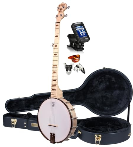 Deering Goodtime 5-String Openback Banjo 1920's Art Deco Inlay Bronze Powder Coat Hardware with Instrument Alley Hard Case Combo - Made in the USA