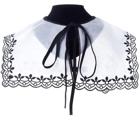 GORGECRAFT Organza Abnehmbarer Kragen Stickerei Blumenmuster Halskrause Spitze Fliege Kunstkragen Halskette Umhang Dickey Halbblusenkragen Halsband Für Kleidung Nähen Applikationsrand Damen