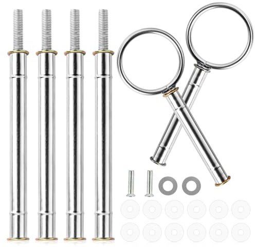 Wvu & Wvo Etageren Stangen Set, 2 Sets Etagere Zubehör 2 bis 3 Etage für Hochzeitstorte Etagere Tortenständer Tortenhalter Torten mit Schrauben und Unterlegscheiben(Silber)