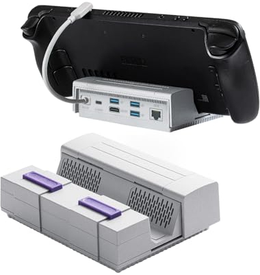 AKNES GULIKit Docking Station für Steam Deck, 7-in-1 Steam Deck Dock mit HDMI 4K@60Hz, Gigabit-Ethernet, 3 * USB-A 3.0, USB-C Output und USB-C PD 100W, kompatibel mit ROG Ally/AYANEO/Switch
