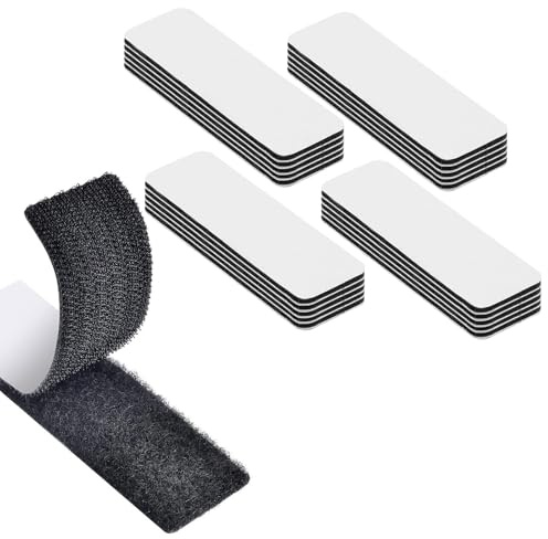 AZWOOD Klettband Selbstklebend Extra Stark,20 Stück Schwarz Rechteck Klettverschluss Doppelseitig Wiederverwendbar Selbstbefestigendes Klebepads 3 x 10cm für Haushalt DIY und Handgefertigt