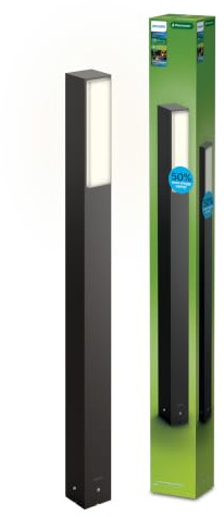 PHILIPS Outdoor Ultra-Efficient Stratosphere Wegeleuchte 3,8W, 2700K warmweißes Licht, IP44 wetterfest, anthrazit