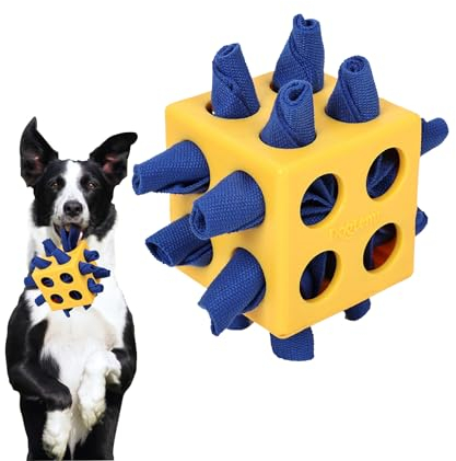 Galatée Hundespielzeug, Hundeschnüffelball, Interaktives Puzzle Hundespielzeug Für Kleine, Mittlere, Große Hunde, Welpen-Leckerli-Spender, Stoffstreifen Versteck Futter Kauspielzeug(Gelb)