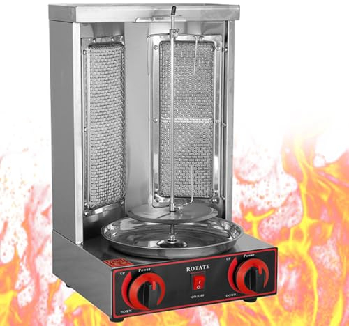 Lakenbroade Horno Shawarma Giratorio Vertical - Máquina asadora, shawarma y Kebab - Resistente a Las Manchas y energéticamente eficiente - Puerta Resistente al Calor,Gas