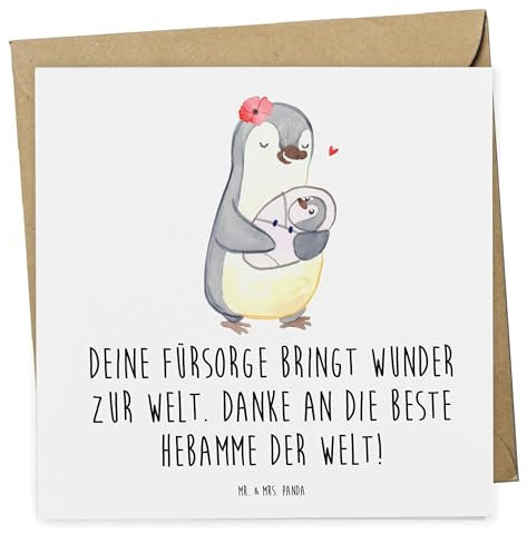 Mr. & Mrs. Panda Grußkarte Beste Hebamme - Geschenk, doppelkarte, Bedanken, Aufmerksamkeit, Danksagung, Danke sagen, Geburt, anlasskarte, faltkarte, Hebammen-Würdigungen, Fürsorge, Dankbarkeit