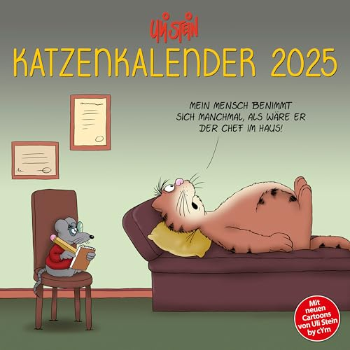 Uli Stein Kalender 2026 - Katzenkalender mit Postkarten - 303x303mm - Jahreskalender mit Motiv Seiten +5 Postkarten Geschenk - Cartoon Kalender - Monatskalender mit lustigen Sprüchen