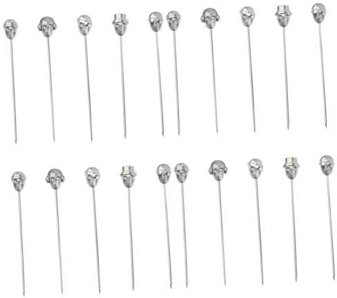 TOPBATHY 20 Piezas Selección De Fruta De Calavera Convenientes Selecciones De Cócteles Accesorios De Coctel Delicadas Selecciones De Cóctel Brochetas De Cóctel De Calavera Acero Inoxidable