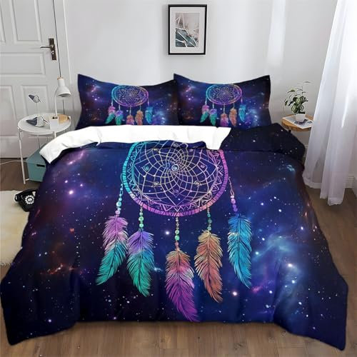 3D Druck Bettbezug Set Traumfänger am Seil Mit Reißverschluss Polyester Mikrofaser Bettbezug Mit Kissenbezug Bettwäsche Für Jungen Mädchen Chlafzimmer Gästezimmer 200 x 200 cm