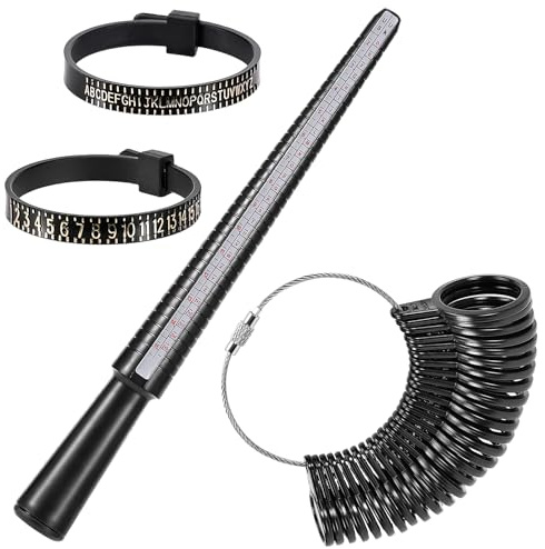Ensemble d'outils de mesure d'anneau 4 pièces, mesureur de doigt professionnel, règle d'anneau, ajusteur d'anneau, mesureur d'annulaire, mesureur de taille de doigt