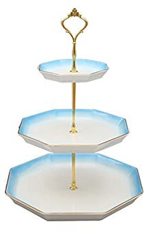 NZpost Alzata per Torta Alzata per Torta in Ceramica a 3 Piani Tavolo da Dessert Staccabile Alzata per Cupcake per tè pomeridiano Vassoio per Dolci (C)