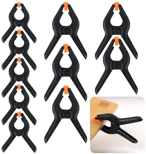 10PCS Nylon Spring Clamps, Heavy Duty Spring Clips Non-Slip Plastic Spring Clamps for DIY Project Photo Studios Woodwork Artwork Photo Background Home Improvement Canvas Paper(2 Inch＆3 Inch)