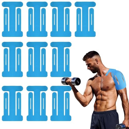 10 Pcs Kinesiology Tape Shoulder Tapes, Elastic Shoulder Support Tapes, Sports Tape Kinesiology Tape Pre Cut Provides Stability Shoulder Support for Women and Men