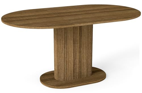 WAFTING Table Ovale Salle à Manger, Table à Manger Bois foncé 160x90x75 cm, Table à Manger 4-6 Personnes, Table Cuisine avec Apparence Noyer