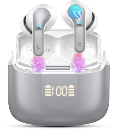 Rinsmola Wireless Earbuds, Bluetooth 5.3 Ear Buds 2025 New Wireless Headphones with 4 ENC Mics/Noise Cancelling in Ear Headphones, Deep Bass Stereo Earphones 40H Playtime, IP7 Waterproof/USB-C Headset