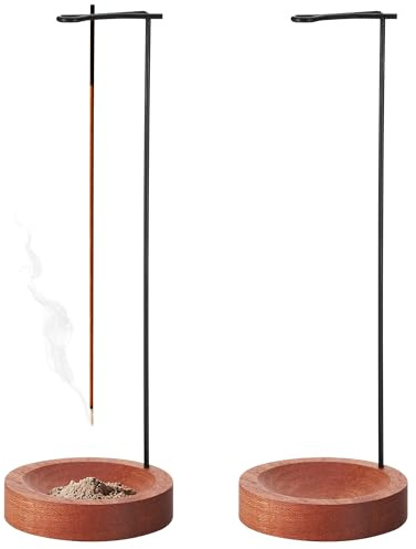 Zourglow 2 Piezas Porta Incienso Invertido, Quemador de Incienso con Base de Madera Extraíble, Soporte de Incienso para Decoración del Hogar, Oficina, Yoga, Meditación