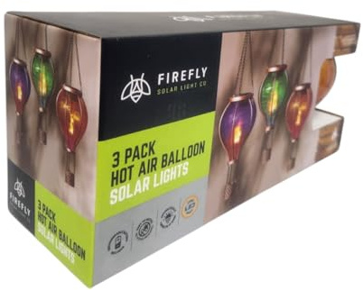 3 Pack Solar Hot Air Balloon Hanging Garden Lights, LED Outdoor Lantern Decor for Patio Tree Yard Pathway