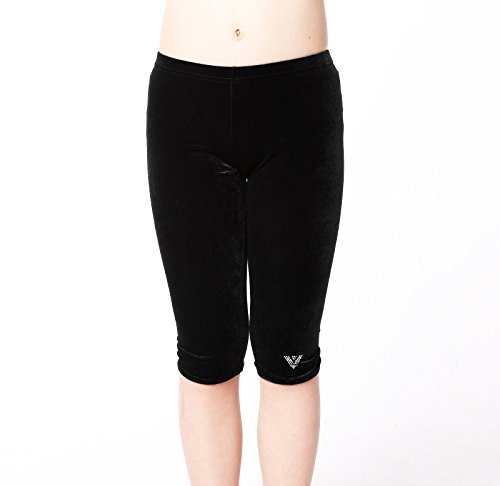 Varsany Plain Black Gymnastics Leggings Velvet Capri Dance wear Workout Ballet Tights Gymnastics Leggings for Girls(K) (Black, 5-6 Years)