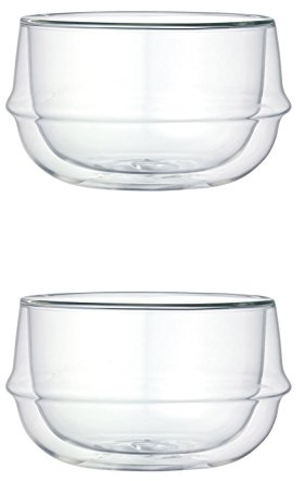 Kinto 2er Set doppelwandige KRONOS Suppenschalen aus Glas 330ml (11oz) Suppenschalen - Temperatur halten - Kondensation verhindern