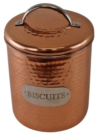 Hammered Copper Metal Kitchen Food Storage Tin Canister Pot (Biscuit Tin)