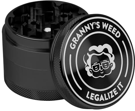 Granny's Premium Aluminium Gewürzmühle | messerscharfes Mahlwerk | 4-teilig | inkl. Reinigungswerkzeug | Gewürzmühle in Schwarz u. weitere edle Designs | ∅ 5,5 cm