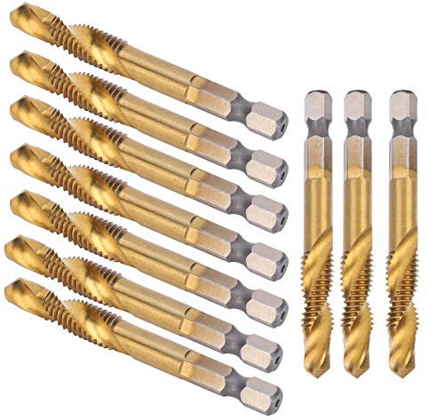 Fafeicy Kit de taraud à vis 10 pièces M8 HSS, matériau en Acier à Grande Vitesse, forets de 6,8 mm, pour Acier au Carbone, Acier Ordinaire