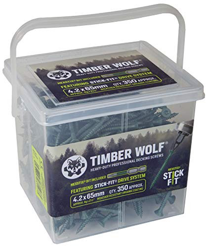 Timber TW42065D Wolf Stick-Fit Decking Screws - 4.2 x 65mm, Organic Green Coating