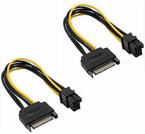 SATA to PCIe Adapter 15 Pin Sata to 6 Pin GPU Converter Serial ATA to PCI-Express Adaptor Cable Graphics Processing Unit Accessory (20 cm, Pack of 2)