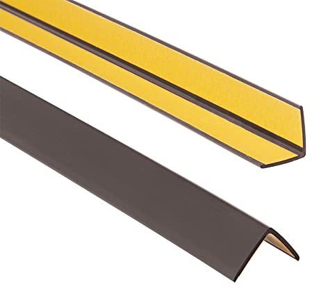 ProfiPVC Cornière PVC 25x25mm, 80cm - Baguette d’angle de protection, profilé d'angle caoutchouc autoadhésif - Protection d'angles et rebords, flexible, facile à installer, Brun Foncé